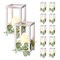 Wooden Wedding Lantern Centerpiece with LED Candle, Flower Wreath for Table Decor
